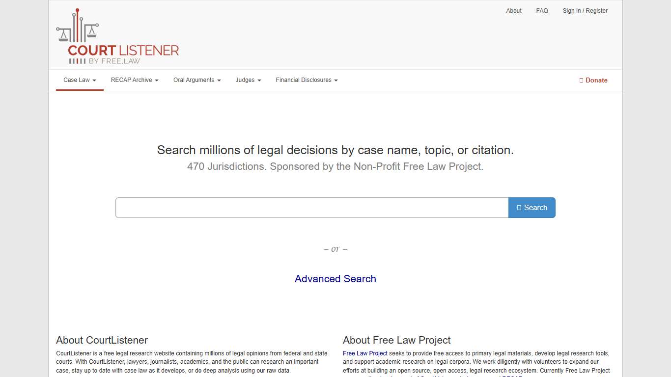 Non-Profit Free Legal Search Engine and Alert System – CourtListener.com