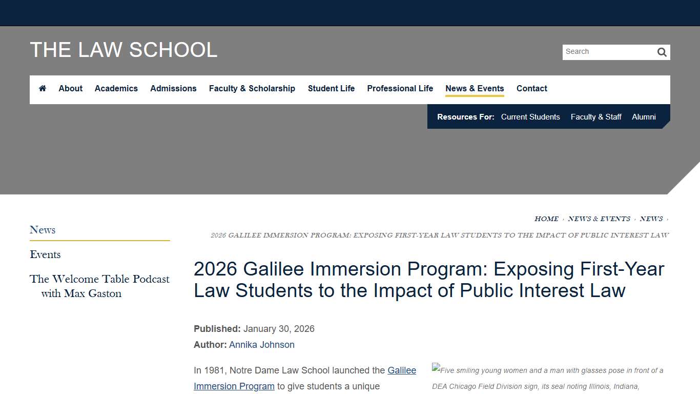 2026 Galilee Immersion Program: Exposing First-Year Law Students to the Impact of Public Interest Law News The Law School University of Notre Dame
